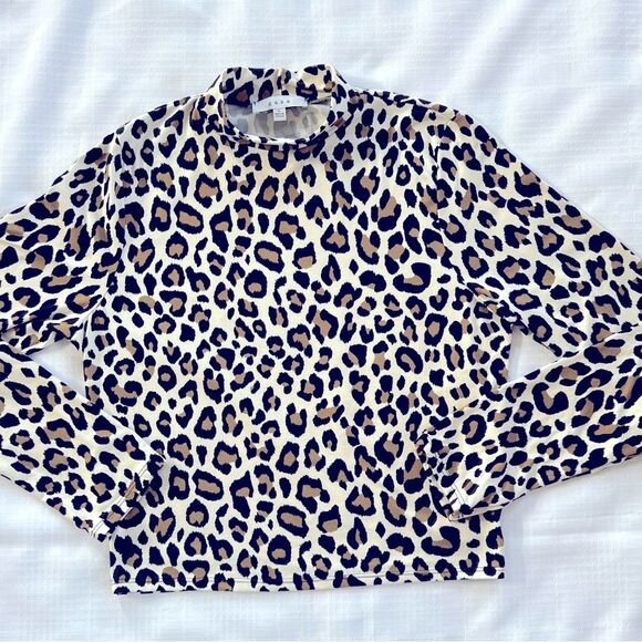Gaze Leopard Mock Long Sleeve Buttery Soft Top Shirt Blouse Size L - Picture 8 of 13